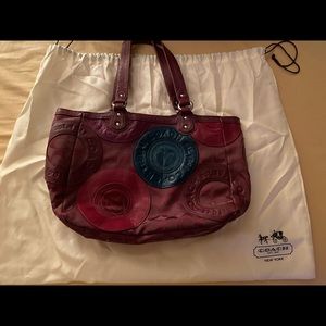Coach Maroon Patchwork Women’s handbag with dust bag